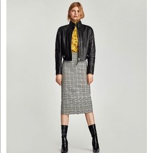 Checked Zara pencil midi skirt size S new